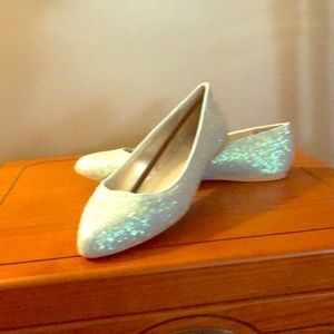 Baby blue glitter flats